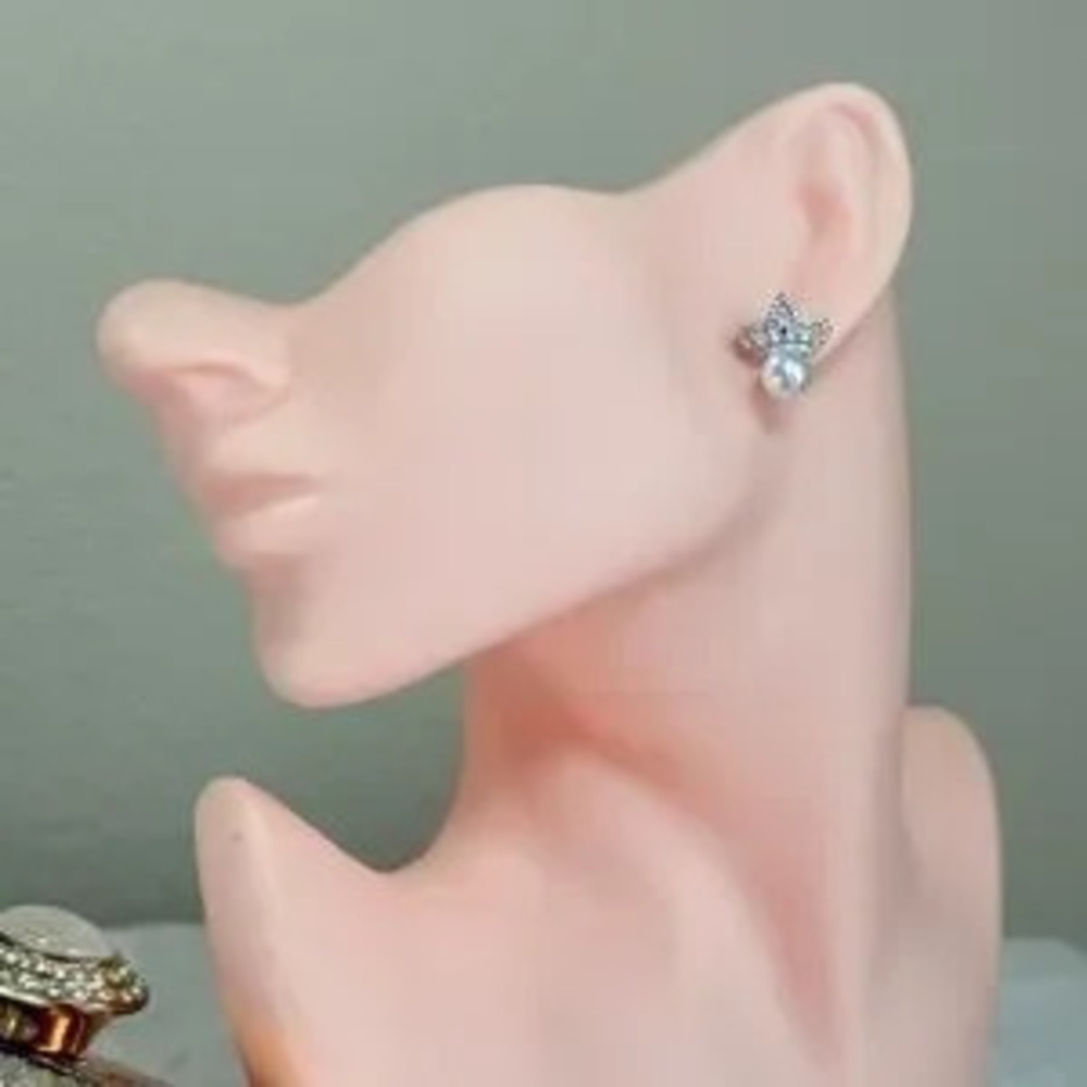 ?? Elegant Silver and Pearl Crown Earrings